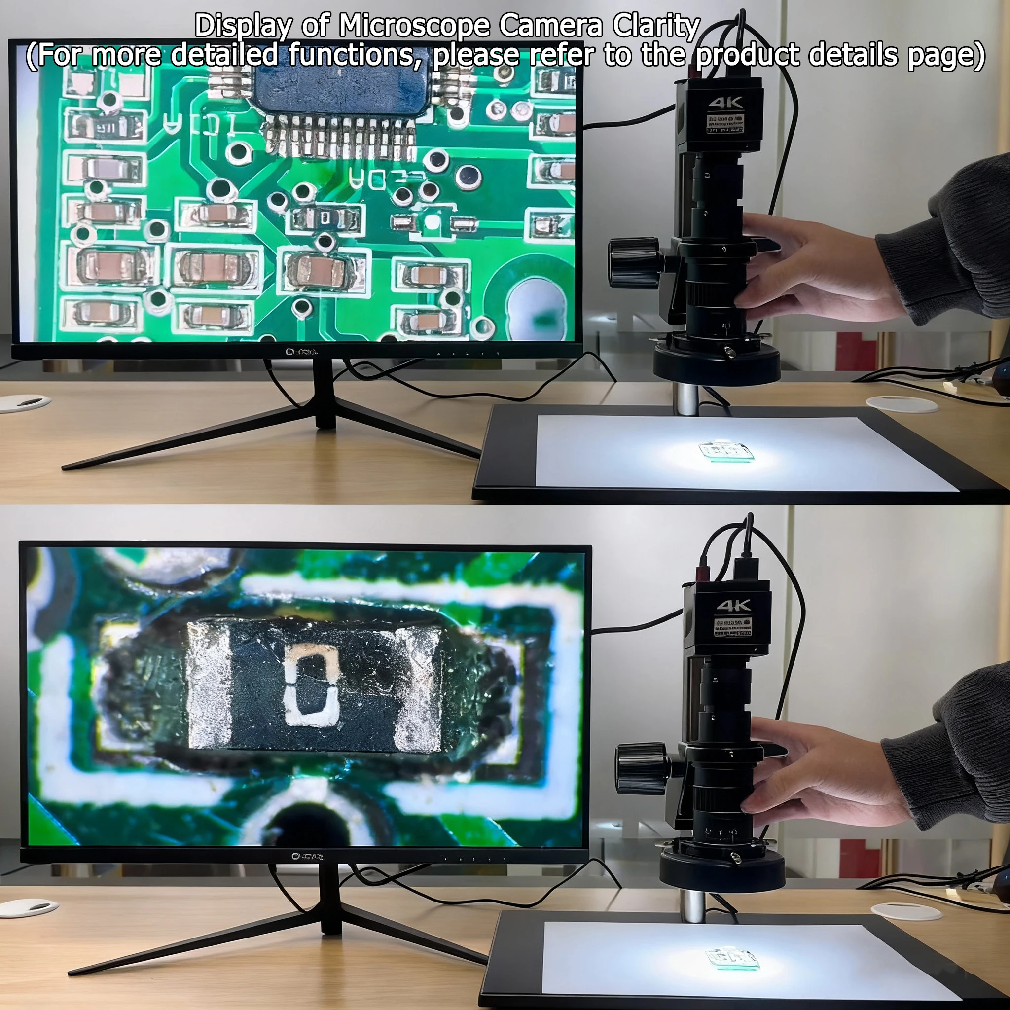 YIZHAN 4K Industriemikroskop-Kamera-Set für Lötarbeiten, IMX678 Sensor, digitales elektronisches Mikroskop, 215-facher Zoom, Objektträgerhalterung – Detail 1