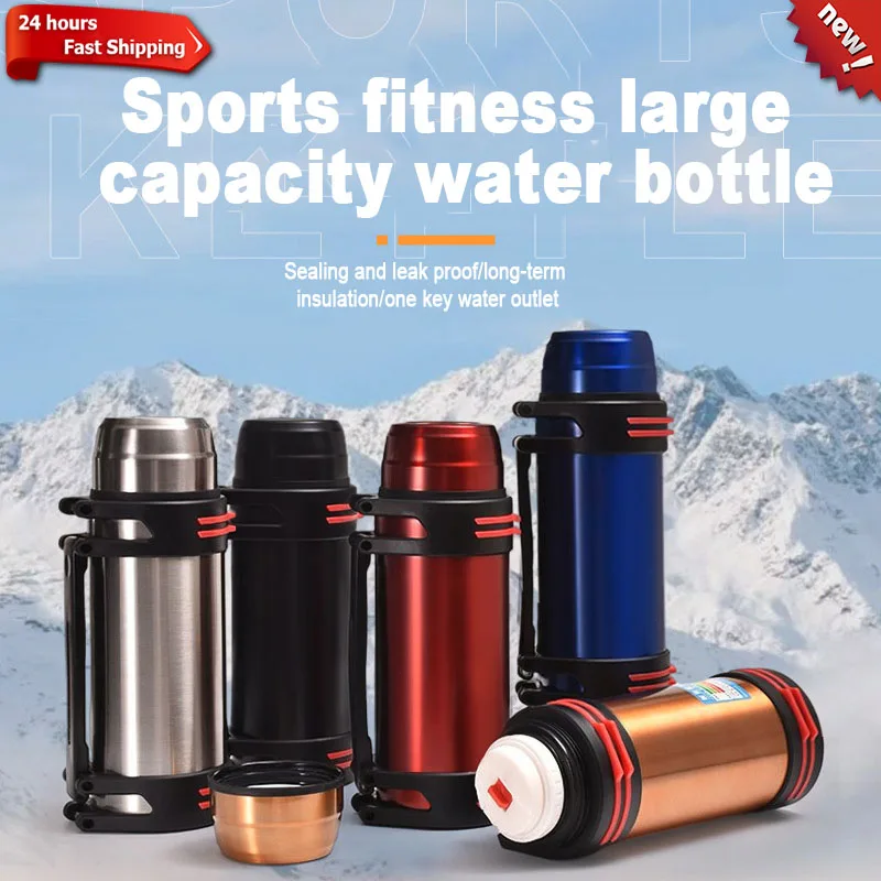 

2L High Capacity Thermos Portable 304 Stainless Steel Vacuum Flask Cup Insulation Water Bottle for Outdoor Travel Car Thermo Mu