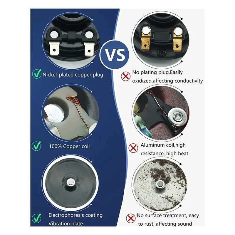 AT41 Super Loud 12V Universal Car Horn Electric Auto Horn Waterproof Low High Two Tone