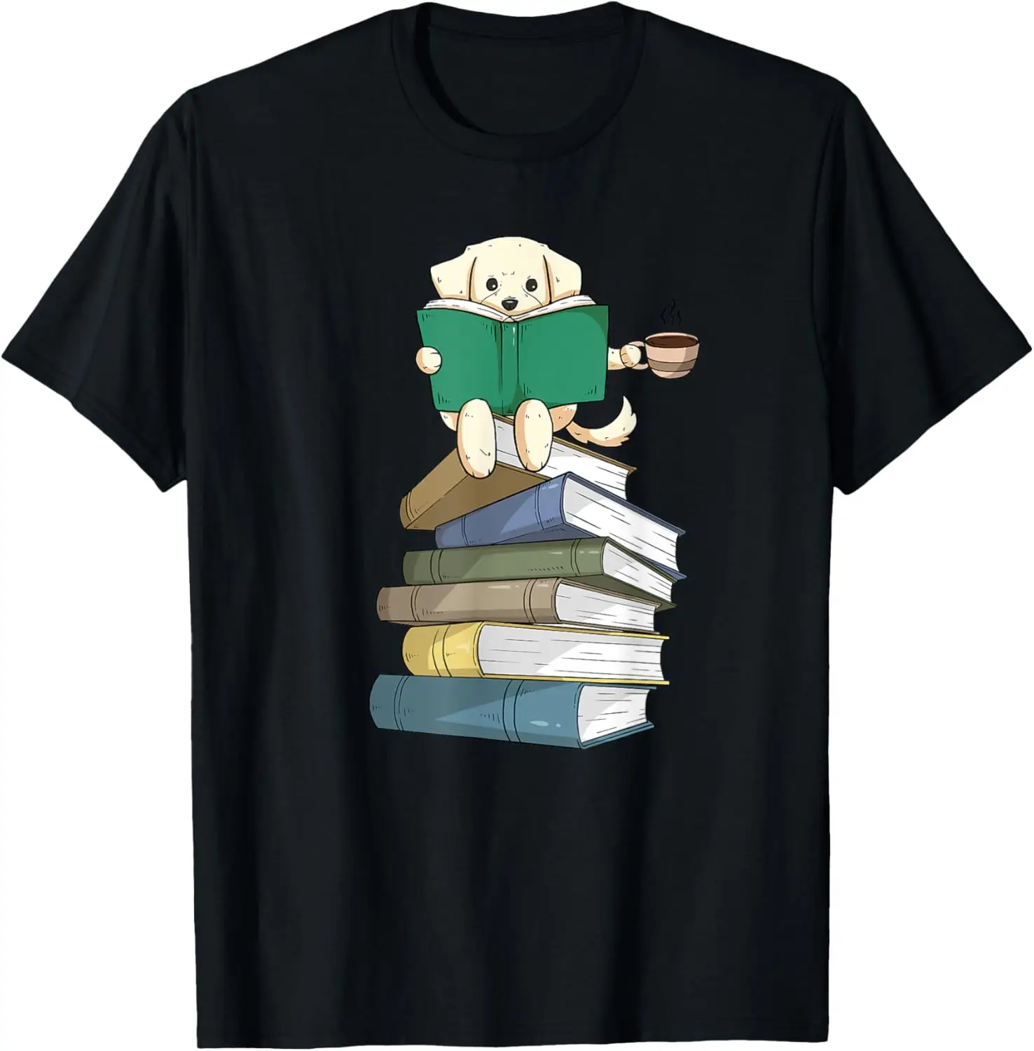 Labrador Books Coffee Yellow Lab Dog Reading Lover Gift T-Shirt