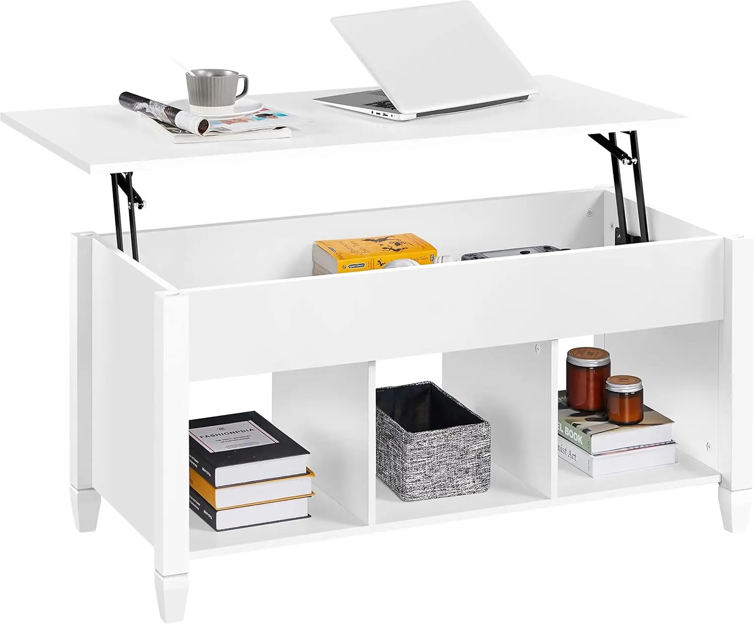 Mesa de Centro Elevable con Cajón Mesa Café para Salón Estilo Moderno con Patas de Madera Maciza 104,5 x 49,5
