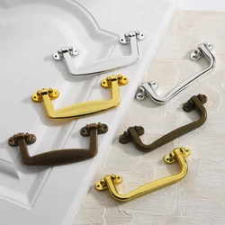 1 pz custodia in pelle antica scatola per il trucco maniglia in plastica scatola piatta in alluminio maniglia scatola regalo maniglia accessori hardware per mobili in oro