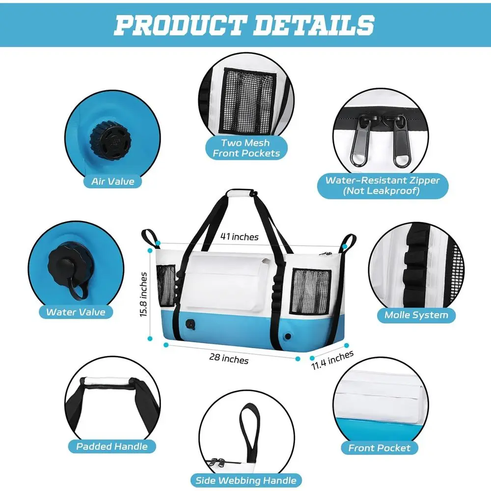 حقيبة تبريد الأسماك المعزولة مع قاع مسطح-25x17.5 40x16 60x20 بوصة مقاومة للماء لصيد الأسماك حقيبة تبريد القتل #2