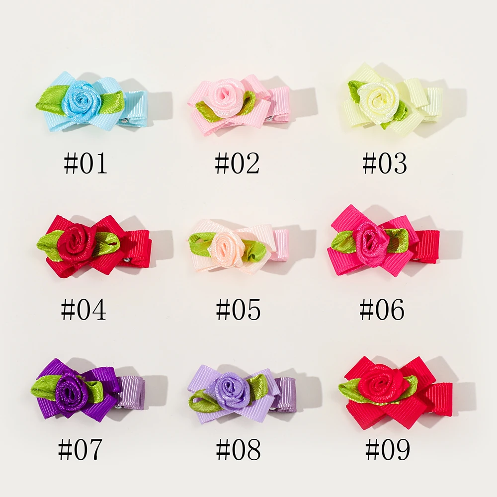 ใหม่ Mini Handmade Rose ดอกไม้ HairClip ซาตินริบบิ้น Rosettes ผ้าคลิปจระเข้ตกแต่ง Best Expression Love Perfect ของขวัญ