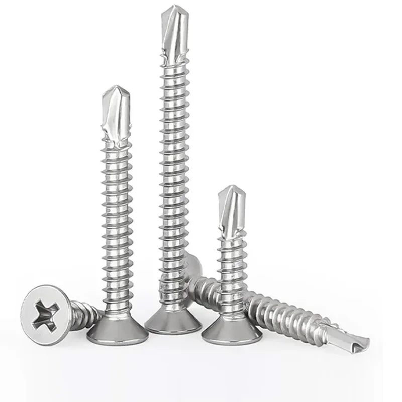 M3.5 M3.9 M4.2 M4.8 M5.5 M6.3cross Countersunk Head Screw Phillips Slotted Self-Tapping Drill Tail Screws L=13mm-75mm410 Stainle