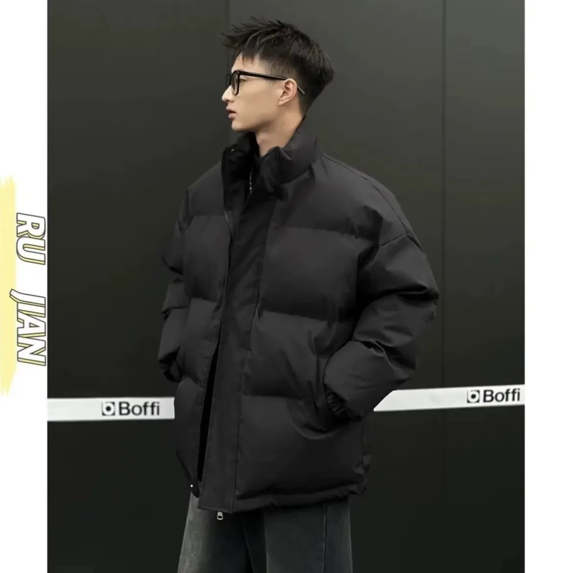 جايت دافئ من القطن للرجال للخريف والشتاء، بياقة واقفة، معطف مملوء للشباب، مناسب لملابس غير رسمية
