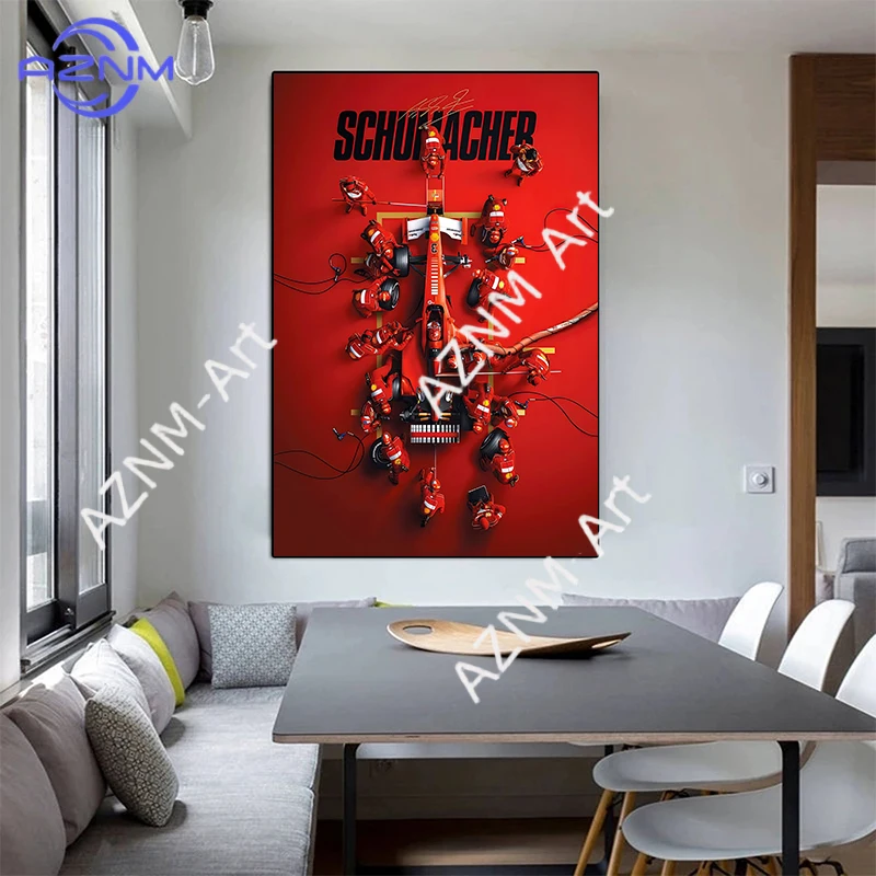 Arte de Parede Clássica, F1 Michael Schumacher Racing, Pôster em Tela HD, Decoração para Casa, Sala de Estar, Quarto, Pintura para Clubes