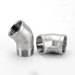 45℃ Elbow 1/8＂1/4＂1/2＂3/4＂1＂1-1/4＂1-1/2＂2＂3＂4＂BSP Female/Male Thread Connector Coupler 304 Stainless Pipe Fitting Ada