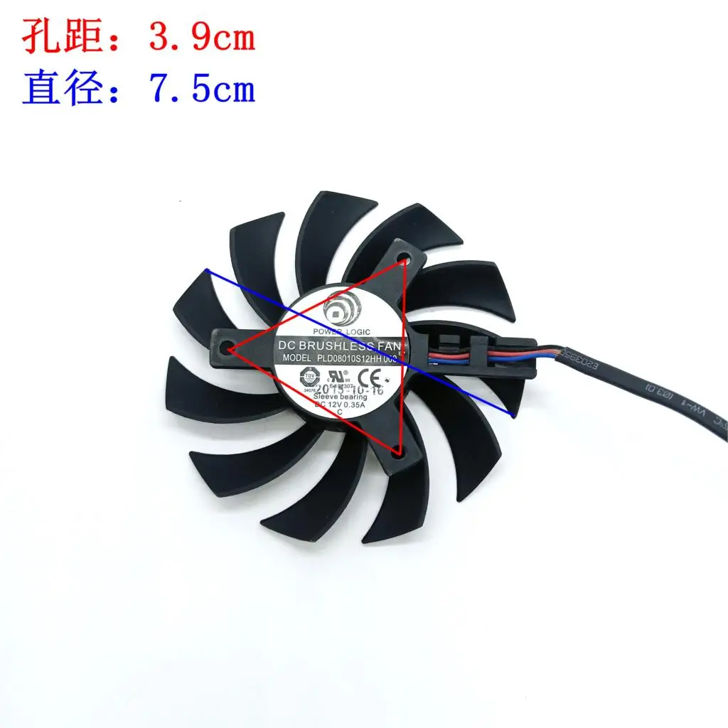 2pcs/pair Pld08010s12hh 000 4-Wire Smart Graphics Temperature Control Fan Pitch-Row 39mm Straight Diameter 75mm