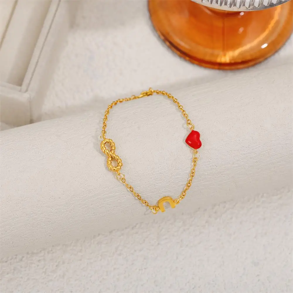Mini Candy French Fries Box Infinity Heart U Charms Bracelets for Women Girl Gold Plated Metal Chain Adjustable Bracelet Jewelry