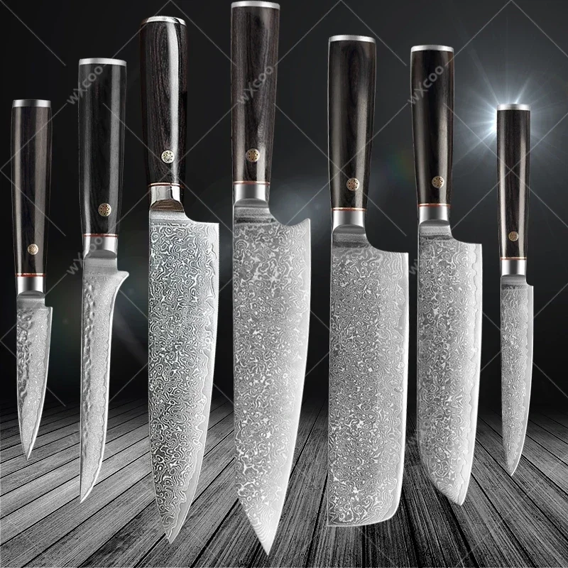 

Damascus Steel Kitchen Knives Set Professional Chef Japanese Sashimi Knife Salmon Sushi Knife Sharp Butcher's Boning Knife