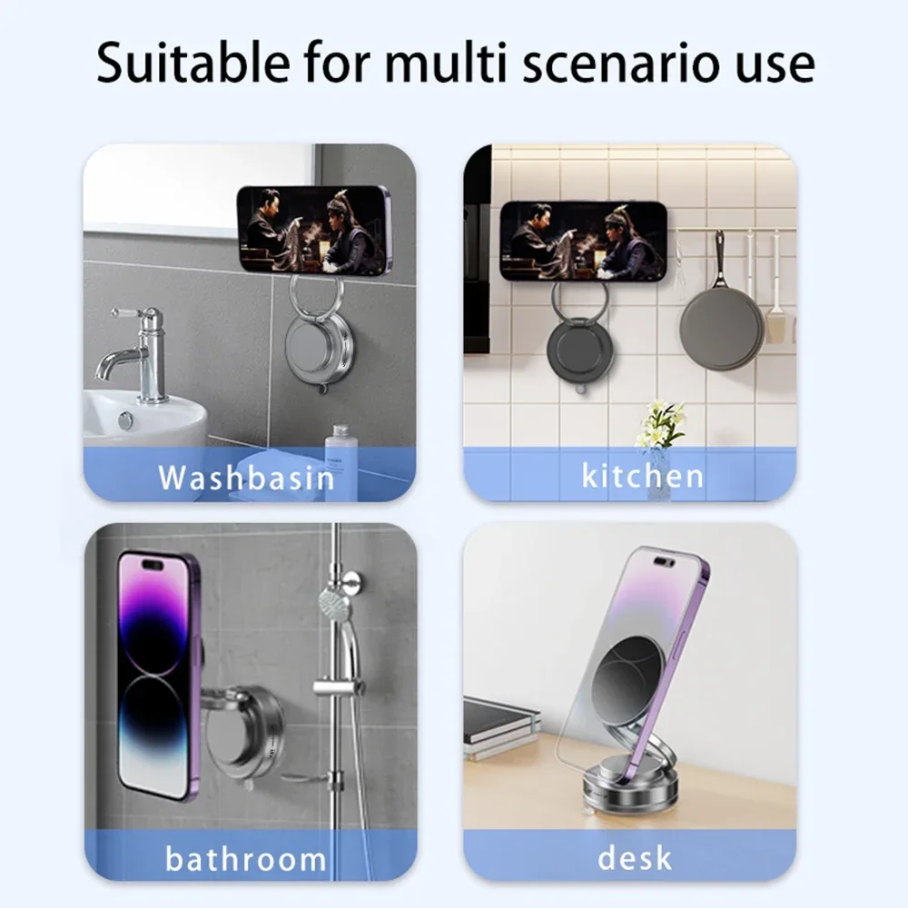 TenYua حامل هاتف مغناطيسي للسيارة 720 °   دوران قابل للطي قابل للتعديل كوب شفاط المكنسة الكهربائية دعامة حامل جدار المكتب آيفون تسلا