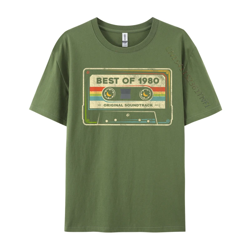 Retro Best of 1980 Mixtape Vintage 44th Birthday Cassette Printed On Newest Normal Tops Shirt O Neck Autumn Cotton T-Shirts