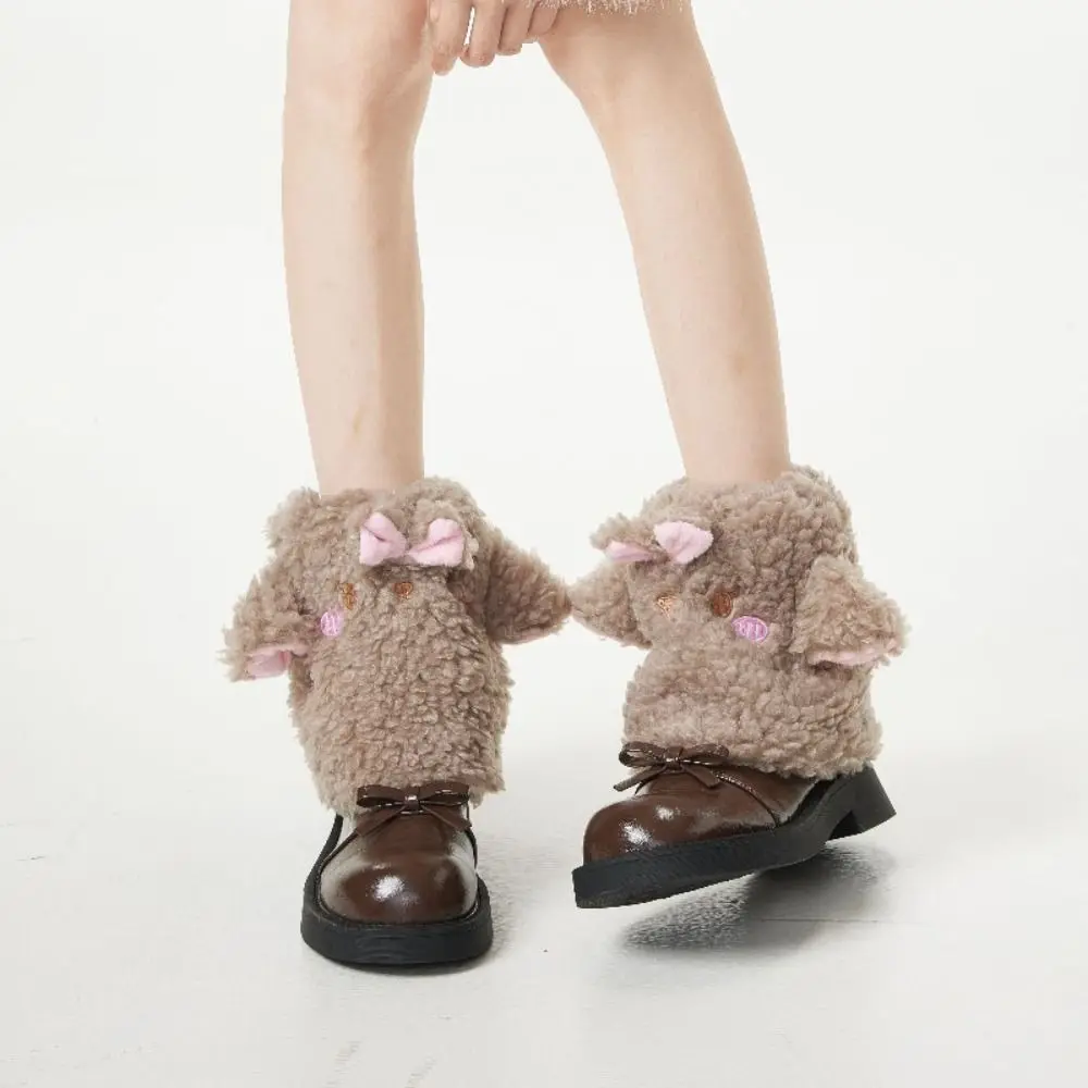 

Kawaii Y2K Sheep Ear Leg Warmers Spicy Girls Lolita Bow Foot Cover JK Thicken Warm Boots Cover Fall Winter