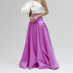Lavender High Waist Satin Skirt Floor Length Long Evening Skirts Ever Pretty A-line Folds Woman Clothes Custom Made Any Color Go