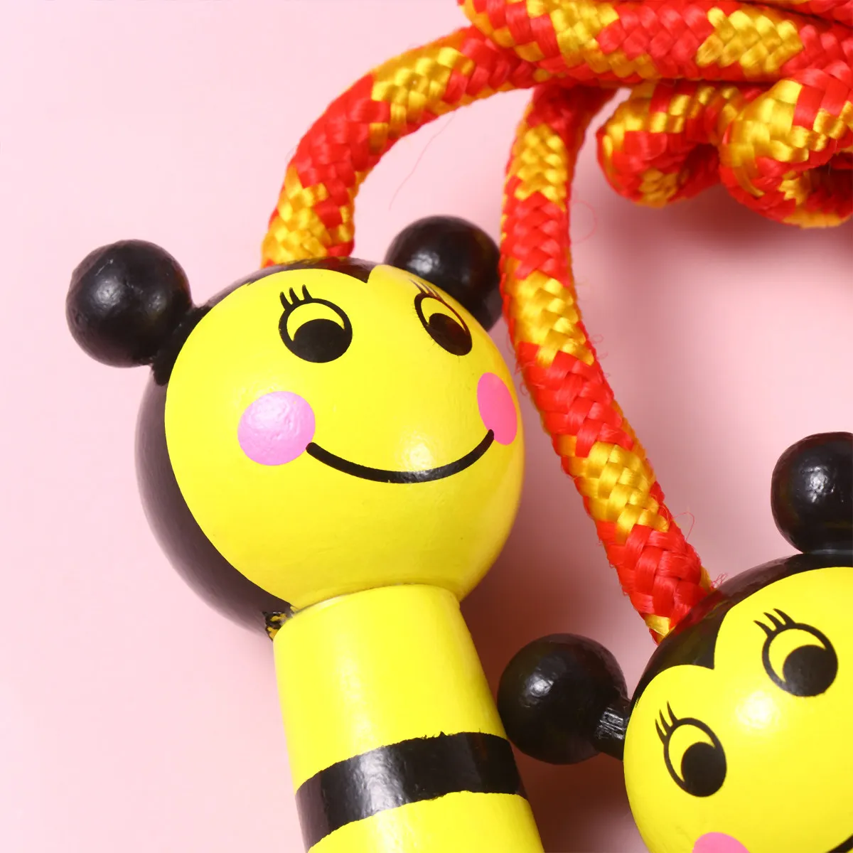 2Pcs Wooden Jump Rope for Children Premium Exercise Equipment Ergonomic Handle for School and Home Use Yellow