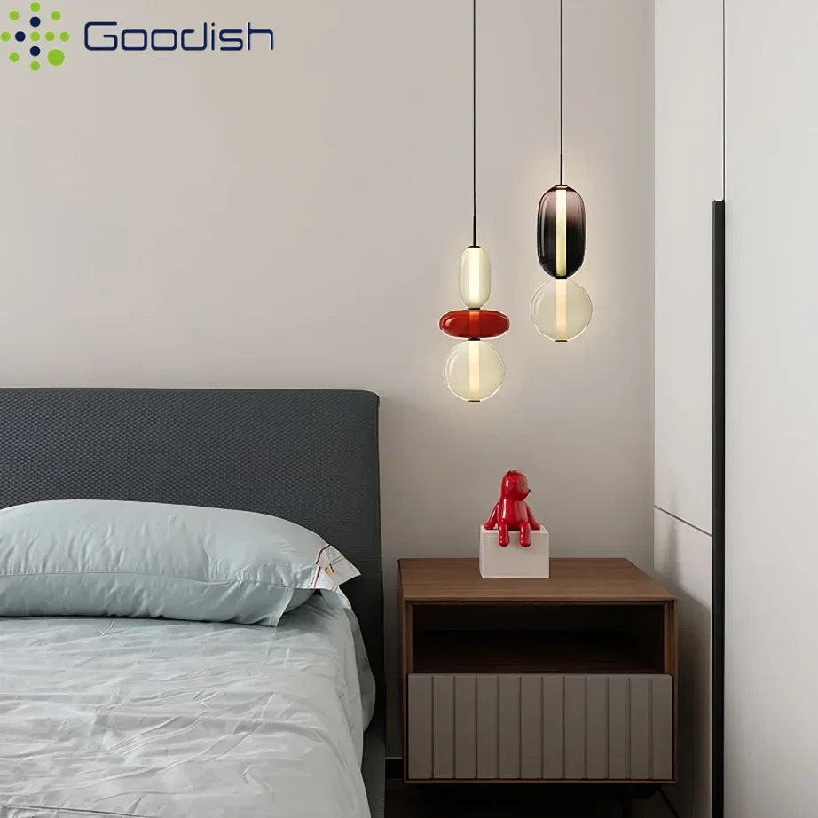 Modern Minimalist Nordic Colorful Candy Glass LED Pendant Lights Art Creative Lamps for Restaurant Home Decoration Chandeliers