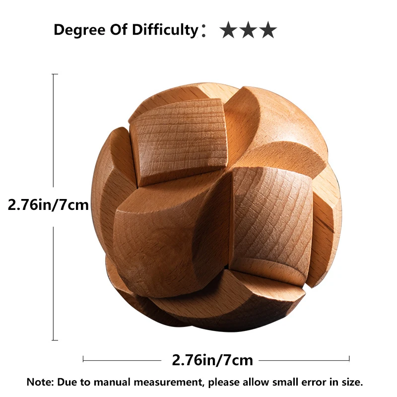 Football Shaped Wooden Kongming Lock,3D Brain Teaser Puzzle,Office Release Pressure Puzzle for Adult,Intelligence Gift for Kids