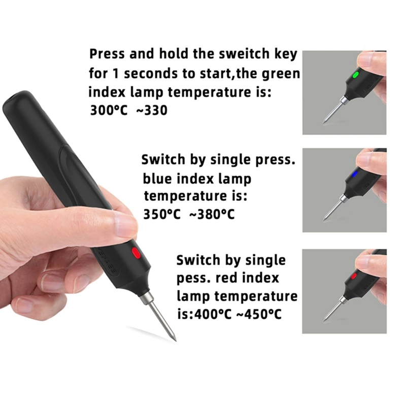 Cordless Electric Soldering Iron Wireless USB Electric Soldering Iron Three-Speed Temperature Control Soldering Iron