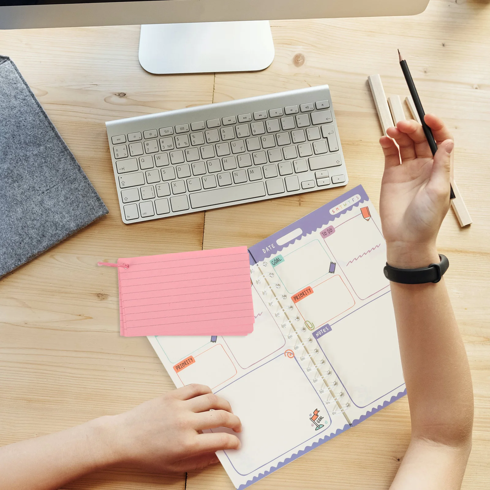 

1 set Colored Index Cards Notebook Lined Flashcards Office Study Baby Notepad Paper Supplies Pre Hole Punched Blank Note Cards