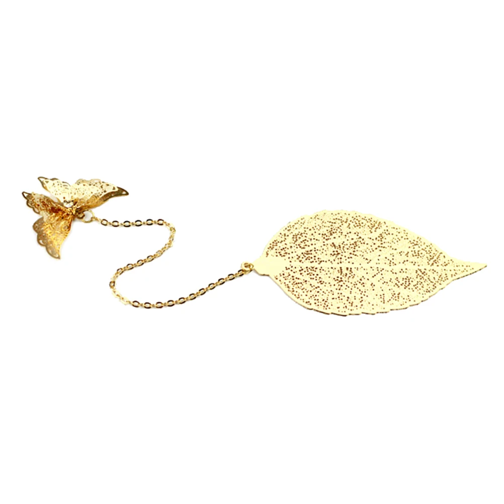 إشارات مرجعية على شكل أوراق ذهبية معدنية إبداعية للأطفال أدوات مكتبية لتزيين الهدايا واللوازم المدرسية المكتبية متعددة الوظائف محمولة على شكل ورقة شجر