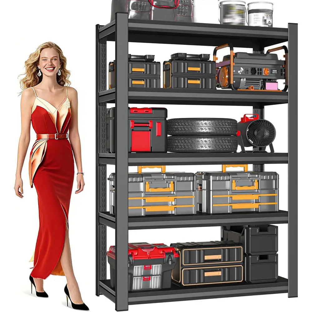 

Heavy-Duty 71 Metal Storage Shelving, 5-Tier Unit, 36 Wide, 3000 lbs Capacity, Adjustable for Garage, Warehouse, Home Use