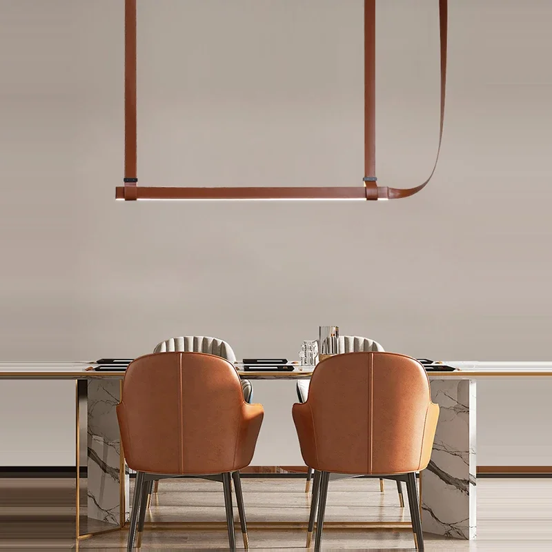 

Artistic LED Leather Belt Hanging Lamps Pendant Light Suspension Luminaire Lampen For Dinning Room