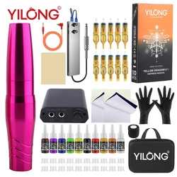 YILONG Professional Complete Tattoo Pen Kit Small and Slim Tattoo Machine Set for Tattoo Beginners Makeup Tattoo Tools Kit