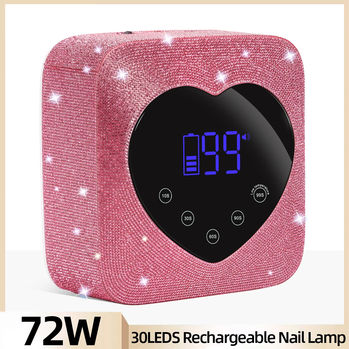 30LEDS Cordless LED UV Nail Lamp 72W Nail Lamp With Touch Display Professional Gel Polish Curing Lamp With Built-in 5Timer Modes