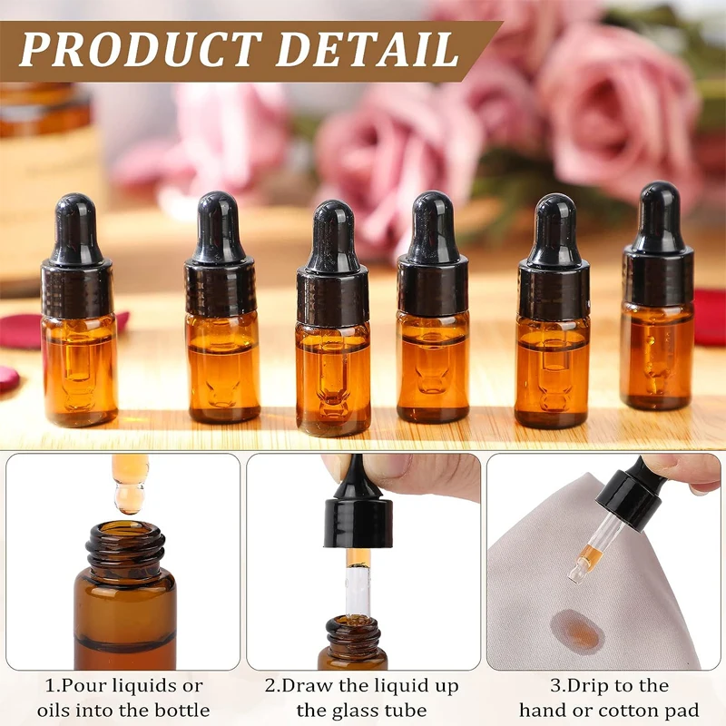 10 Stuks 1 Ml/2 Ml/3 Ml/5 Ml Helder/Amber Mini Glazen Druppelflesjes Monster Flesjes W/Glazen Pipet Voor Essentiële Oliën Aromatherapie