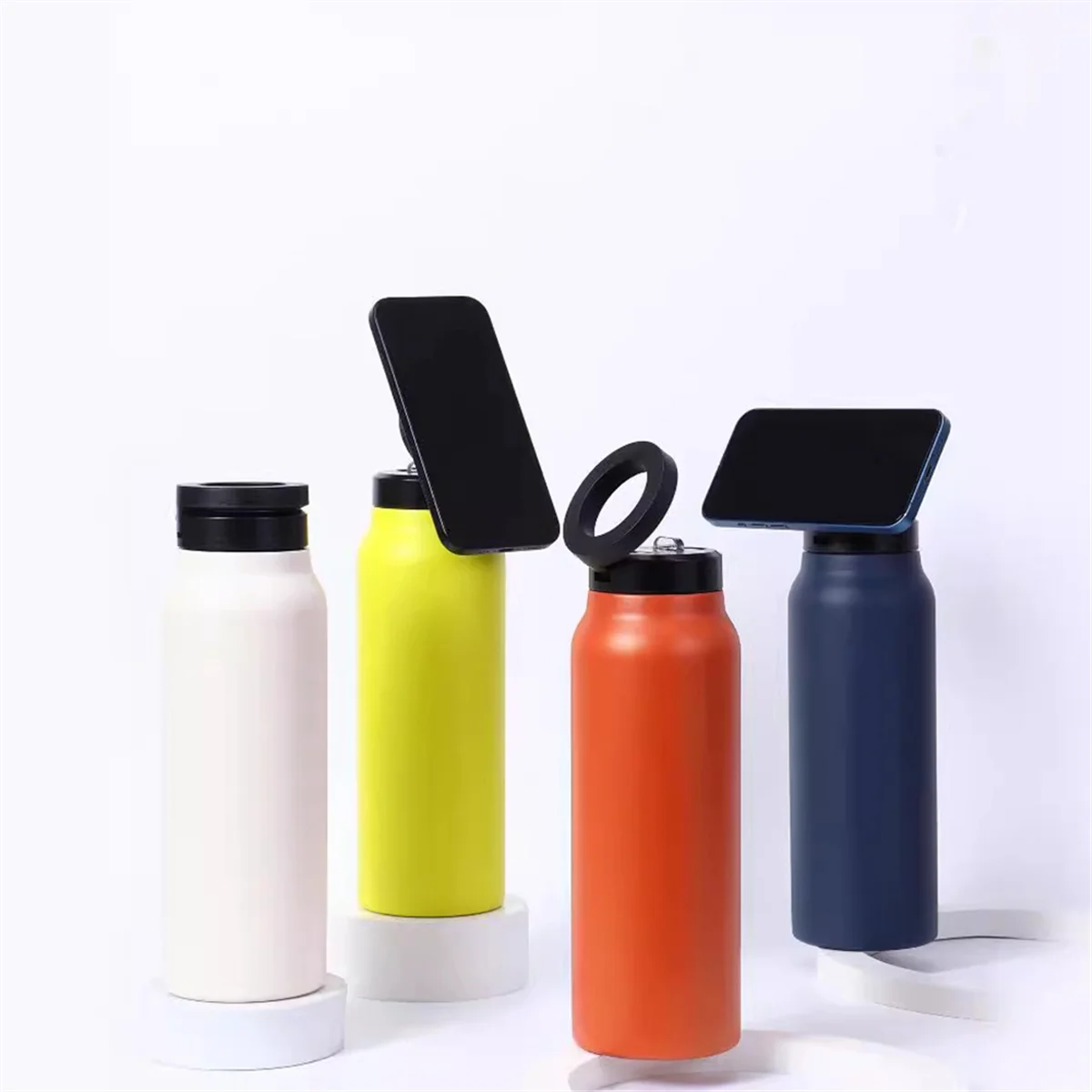 

JAS-Orange Insulated Water Bottle with Magnetic Phone Holder, Made of Stainless Steel