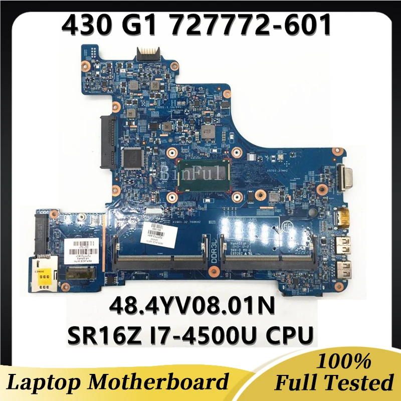 

727772-601 727772-001 12239-1N 48.4YV08.01N With SR16Z I7-4500U CPU For HP Probook 430 G1 Laptop Motherboard 100% Full Tested OK