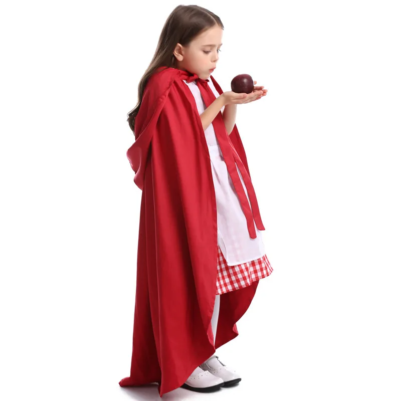 GC10035  Red Riding Hood Costume for Girls Little Red Riding Hood Dress & Red Cloak With Hood Halloween Costume for Girls