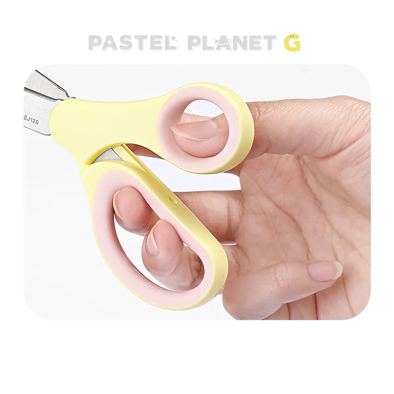 KOKUYO Pastel Planet Kids Scissor Pink Blue Color Scale Steel Safe Scissors Home DIY Art Hand Craft Office School A7273