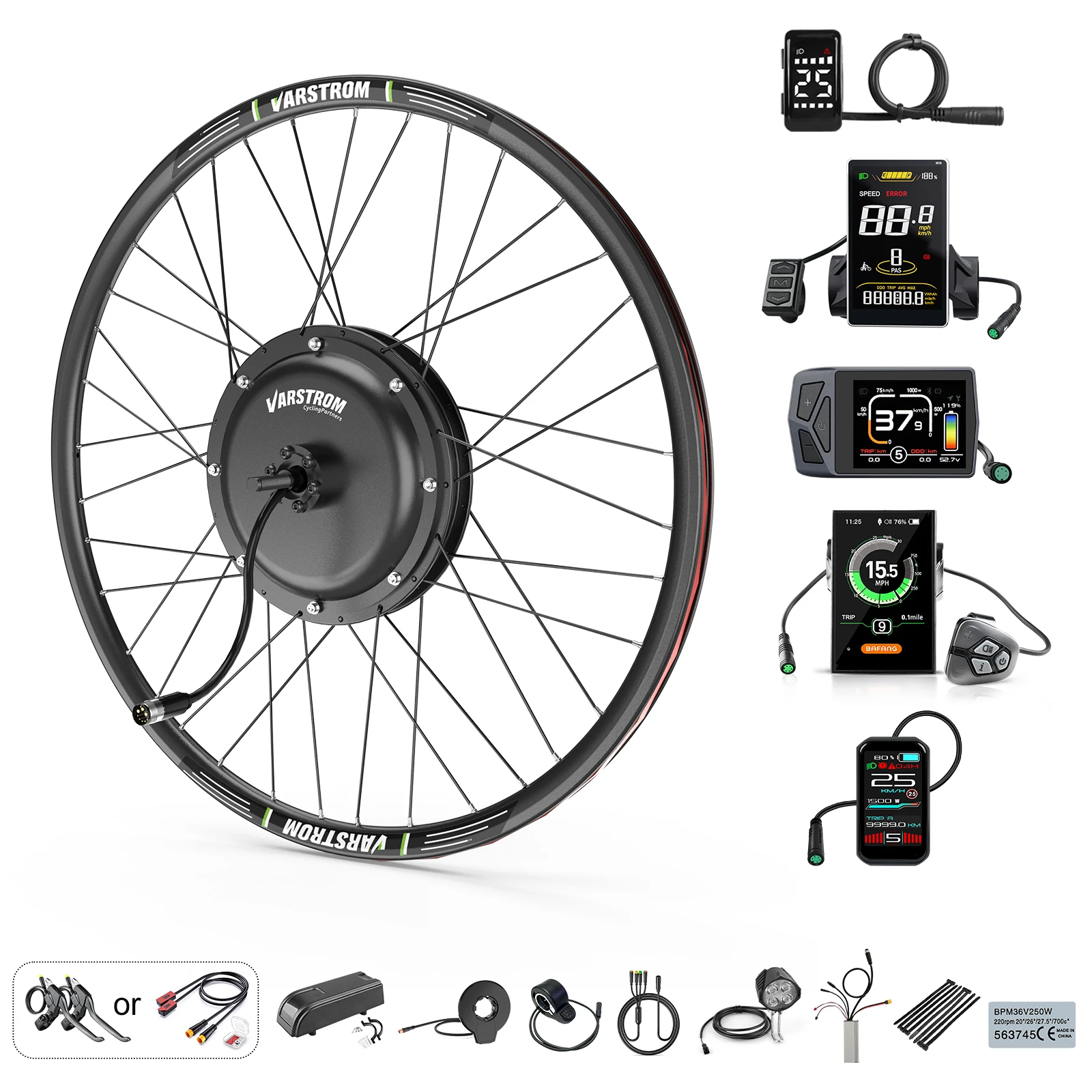 48V1500W Nabenmotor-Kit 26" 27,5" 29" 700C Radgröße Ebike-Umrüstsatz Bürstenloser getriebeloser Ebike-Motor Elektrofahrrad-Kit