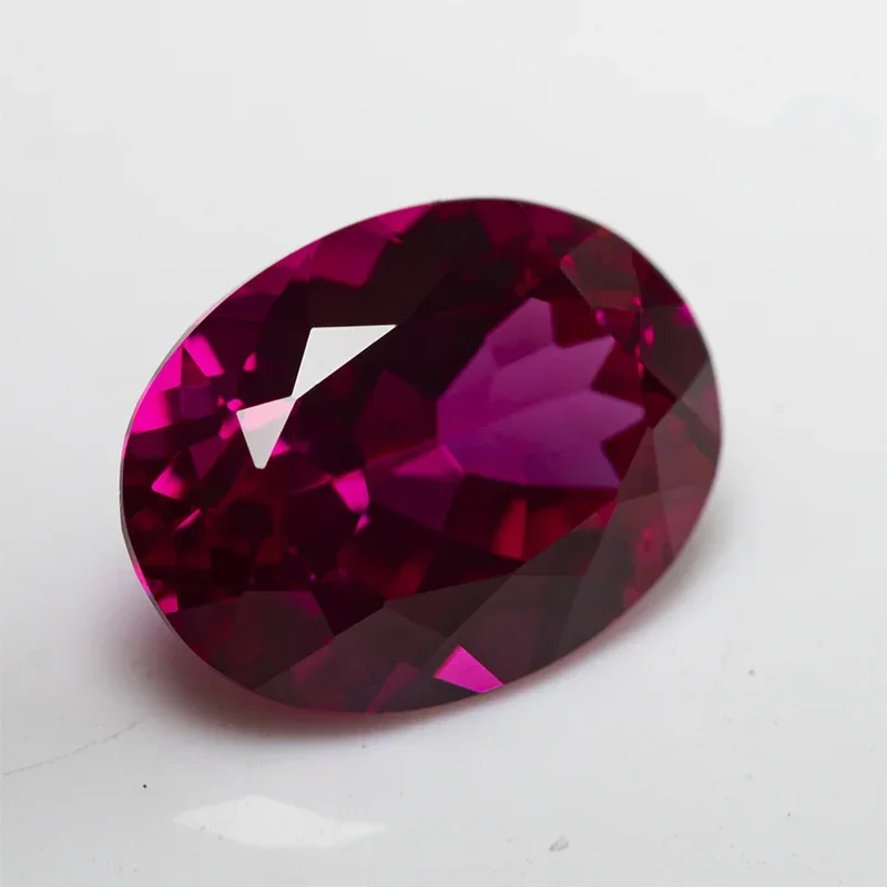 Lab Grown Ruby Oval Shape Rubellite Color Charms Gemstone for DIY Women Jewelry Making Earrings Bracelet Selectable Certificate