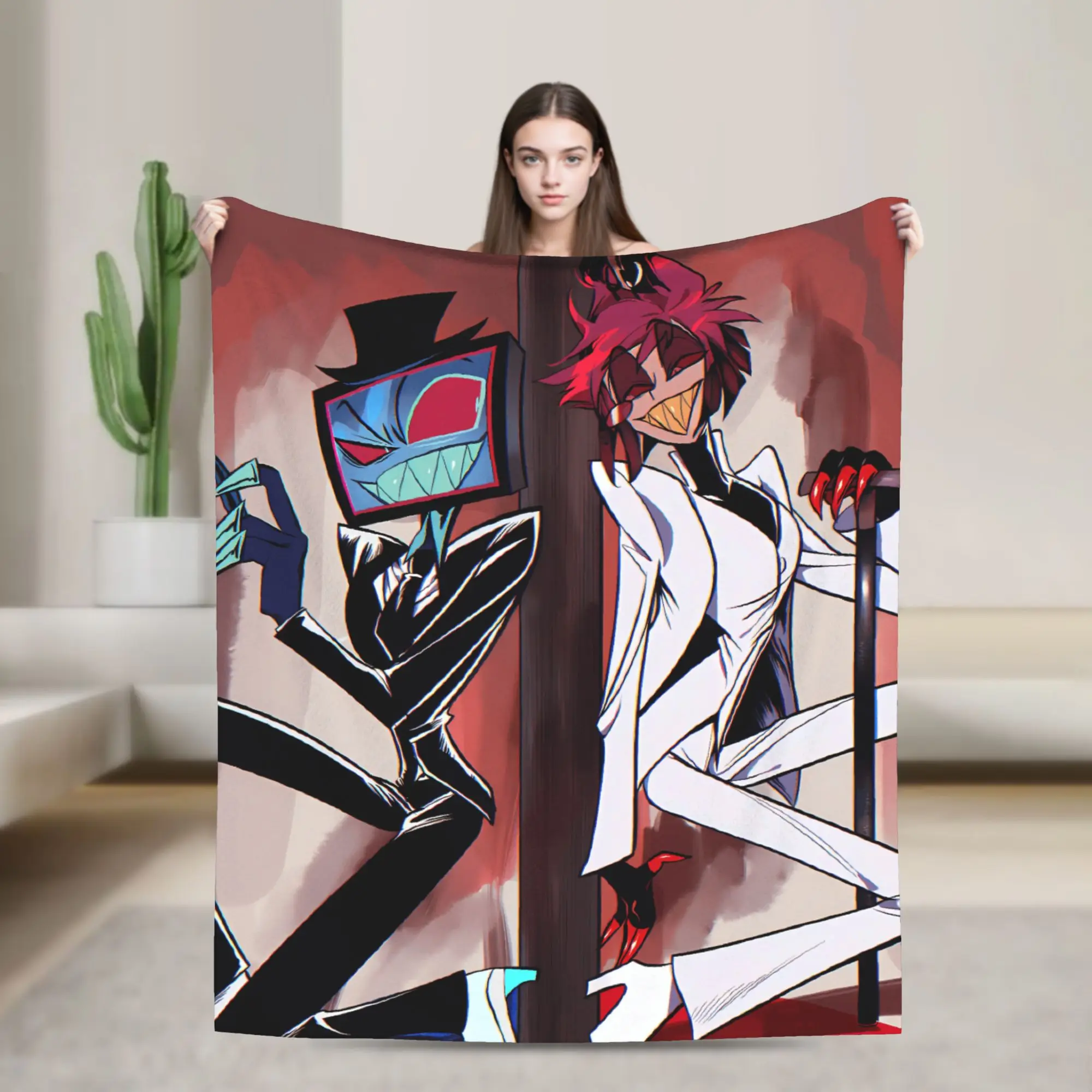 

Alastor the Radio Demon Flannel Blanket Winter Super Warm Throw Blanket for Child Couch Bed Funny Bedspread Sofa Bed Cover