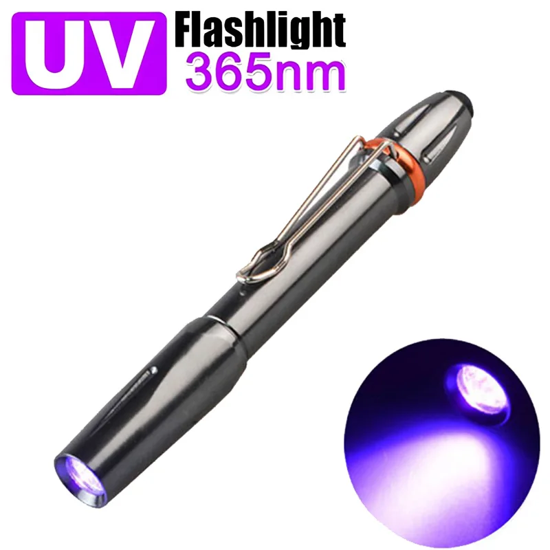 3W Mini lampada a penna UV a luce forte, torcia per rilevamento di denaro 365nm, torcia UV per rilevamento di urina per animali domestici AAA