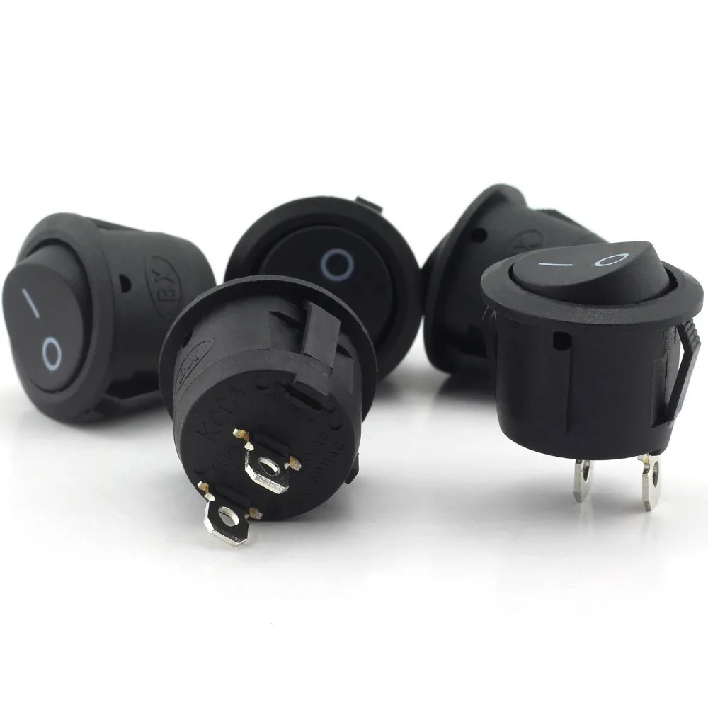 10Pcs Switch 2 Pin Small ON/OFF Round Rocker Switch LED illuminated Car Dashboard Dash Boat Van 3A 250V AC 6A 125VAC Switch