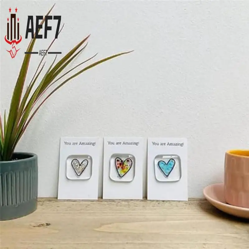 

AEF7-Pocket Token Glass Heart Card Keepsake Gift -Heart Keepsake Pocket Cards-Fused Glass Heart Pocket Token