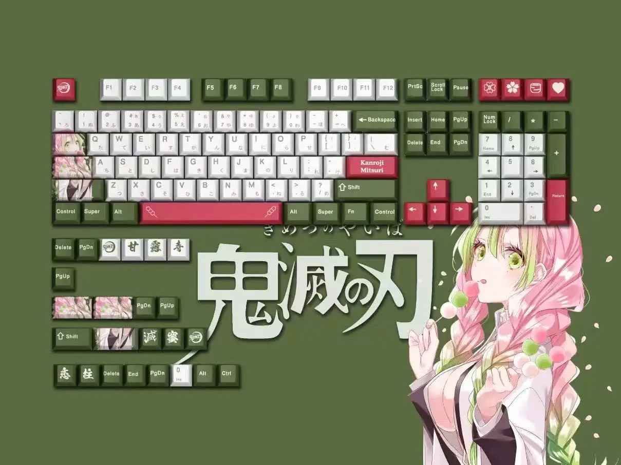 

128 Keys Demon Slayer Keycaps Anime Game Chreey Sublimation PBT Custom Key Caps for Made68 Mad68 Wooting 60 Mechanical Keyboard