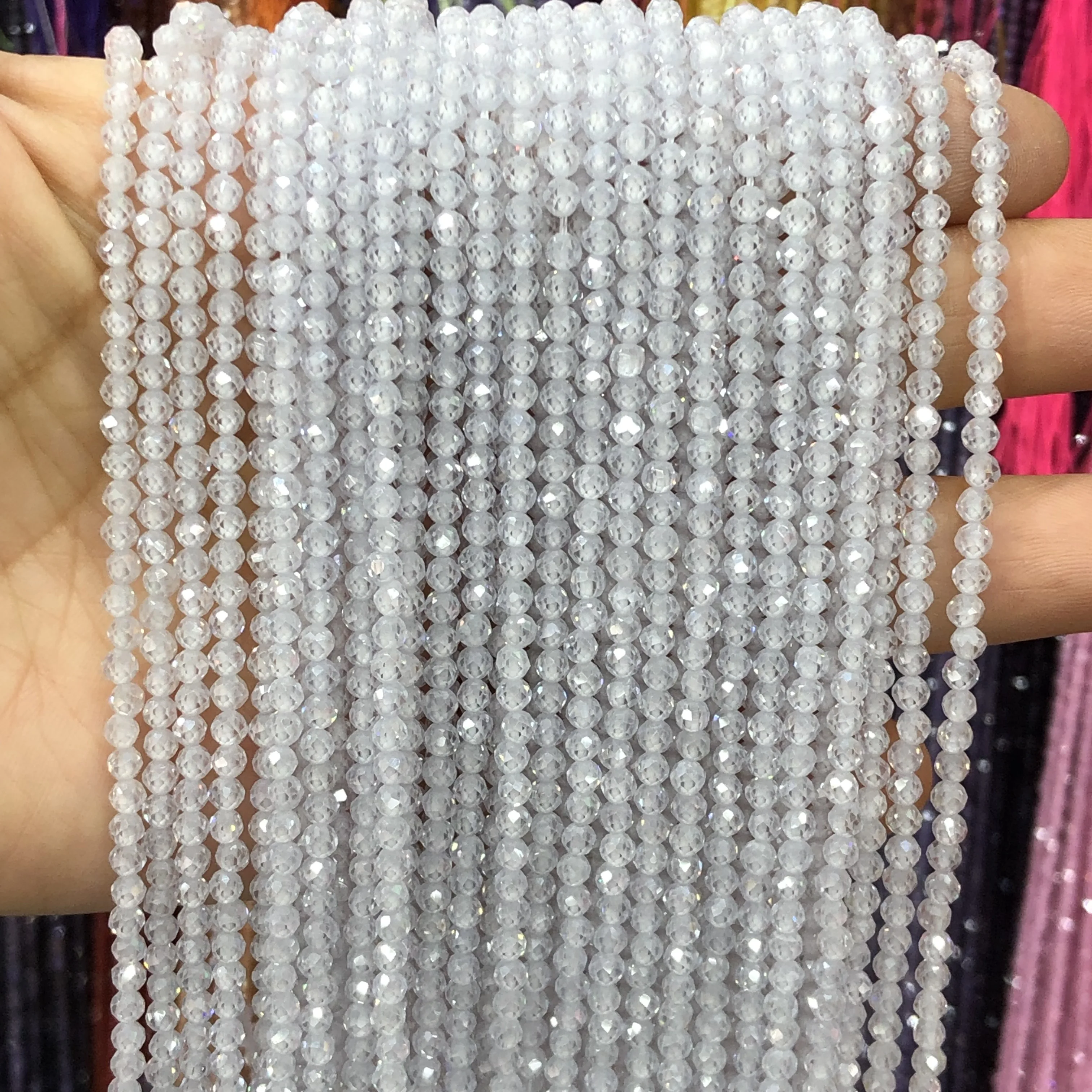 2/3/4mm Faceted White Zircon Crystal Tiny Seed Stone Beads For Jewelry Making Crafts Beadwork DIY Earring Accessories Bracelets