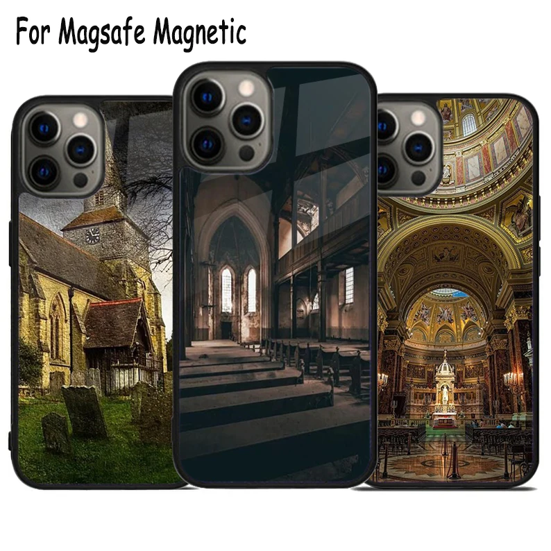 Traditional Religious Church Wireless Charge Magsafe Phone Case For iPhone 15 16 14 13 11 12 Pro Max Plus Magnetic Bumper Cover