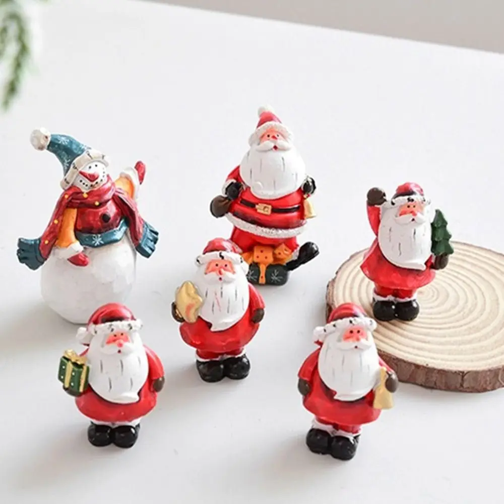 Kleine Kerst Santa Claus Nieuwjaar 2022 Schattige Dieren Sneeuwpop Figuren Miniatuur Beeldjes Cadeau Terrarium Ornament Auto Decoratie