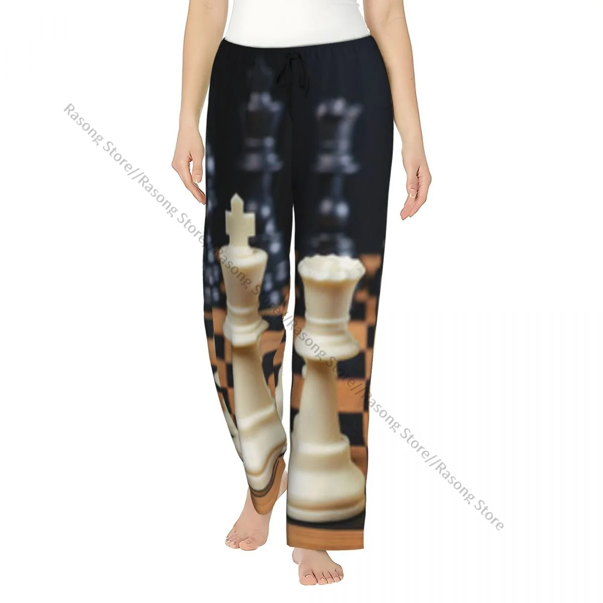 

Women Flannel Lounge Pants Soft Chess Board Game Pajama Pants Winter Sleepwear