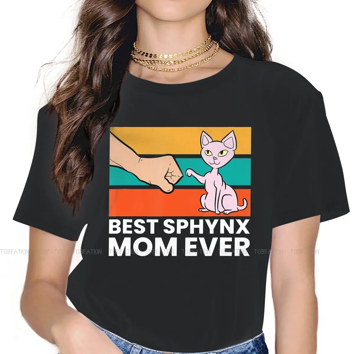 Sphynx Hairless Cat Cute Original TShirts Best Mom Love Print Woman's T Shirt Funny Tops