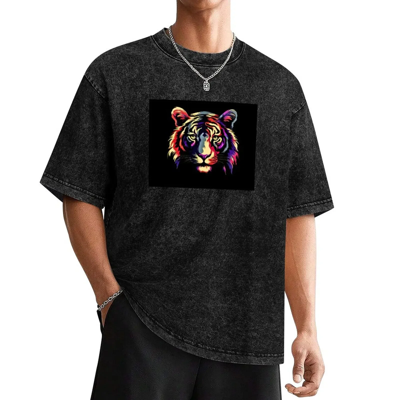 

Colourful Dynamic Tiger design T-Shirt korean fashion vintage vintage t shirts oversized t shirts for men