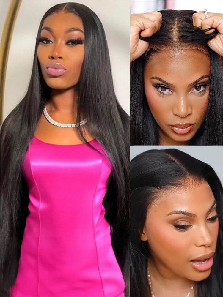 Pre Cut No Glue Wear and Go Glueless Human Hair Wig Malaysian Bone Straight 13x4 Human Hair Lace Frontal Wig For Women on Sale