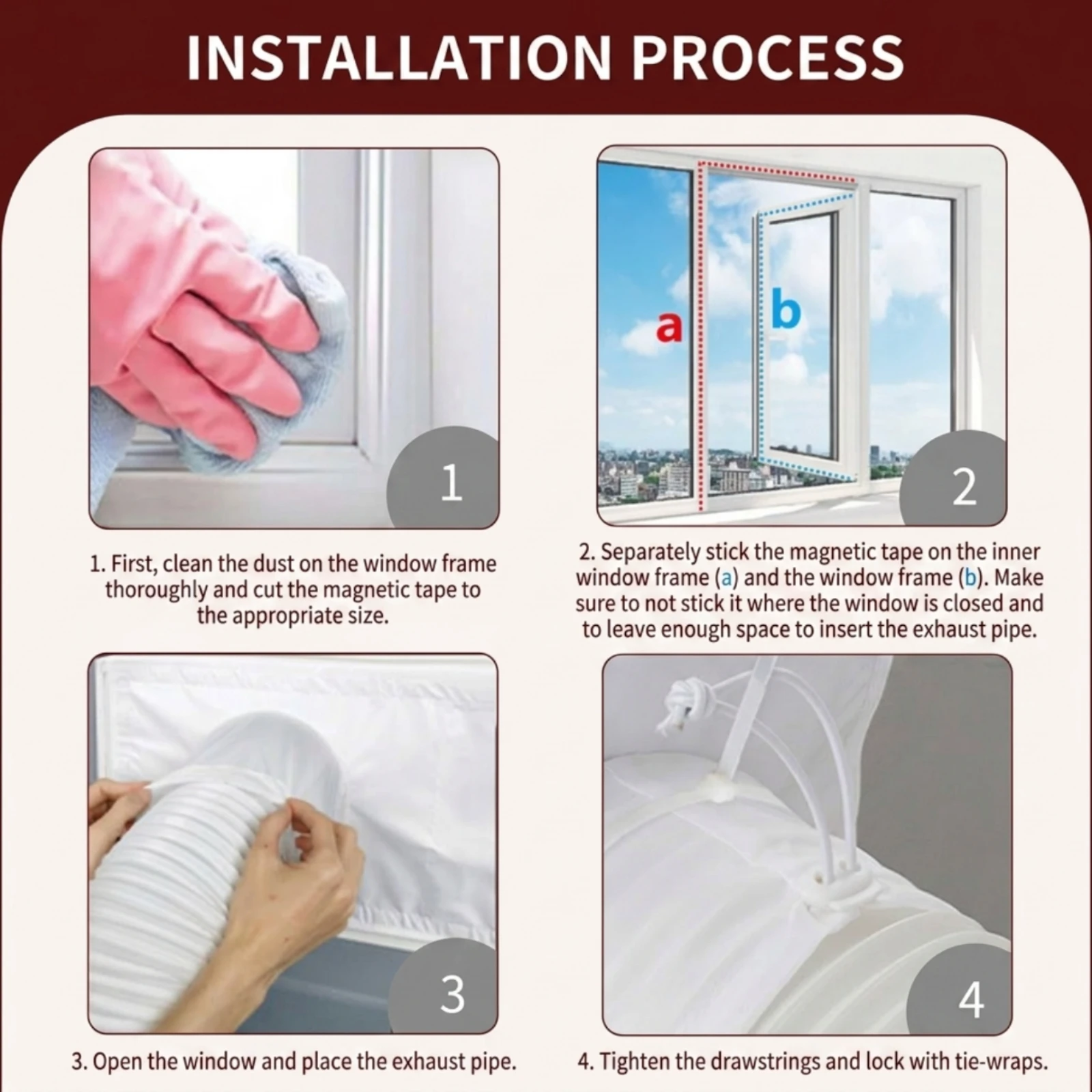 Picture 4: Textile Window Seal with Hose Sleeve Universal Portable Air Conditioning Window Seal Kit Baffle Adjustable Airtight