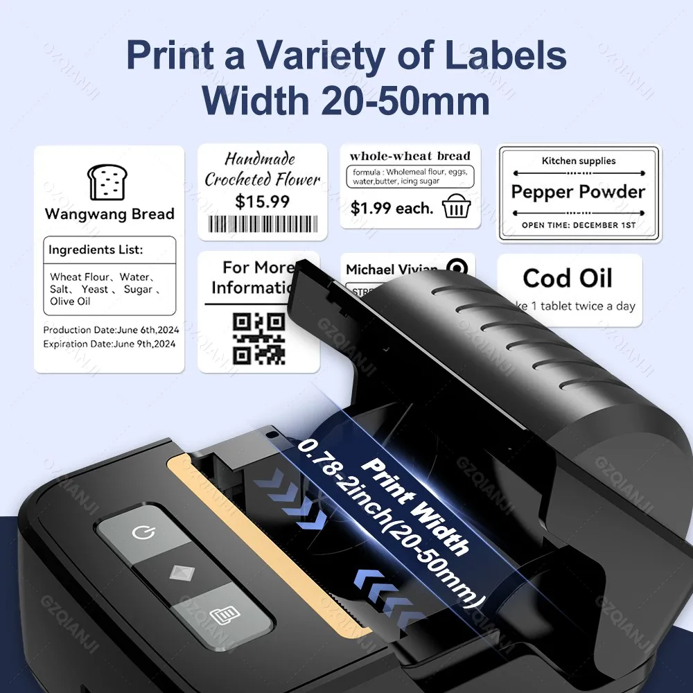 N20 50 مللي متر بلوتوث صغير طابعات ملصقات لاصقة طابعة حرارية صغيرة اللاسلكية صانع ملصقات الأكواد الشريطية للملابس المكتبية مثل B21 B1